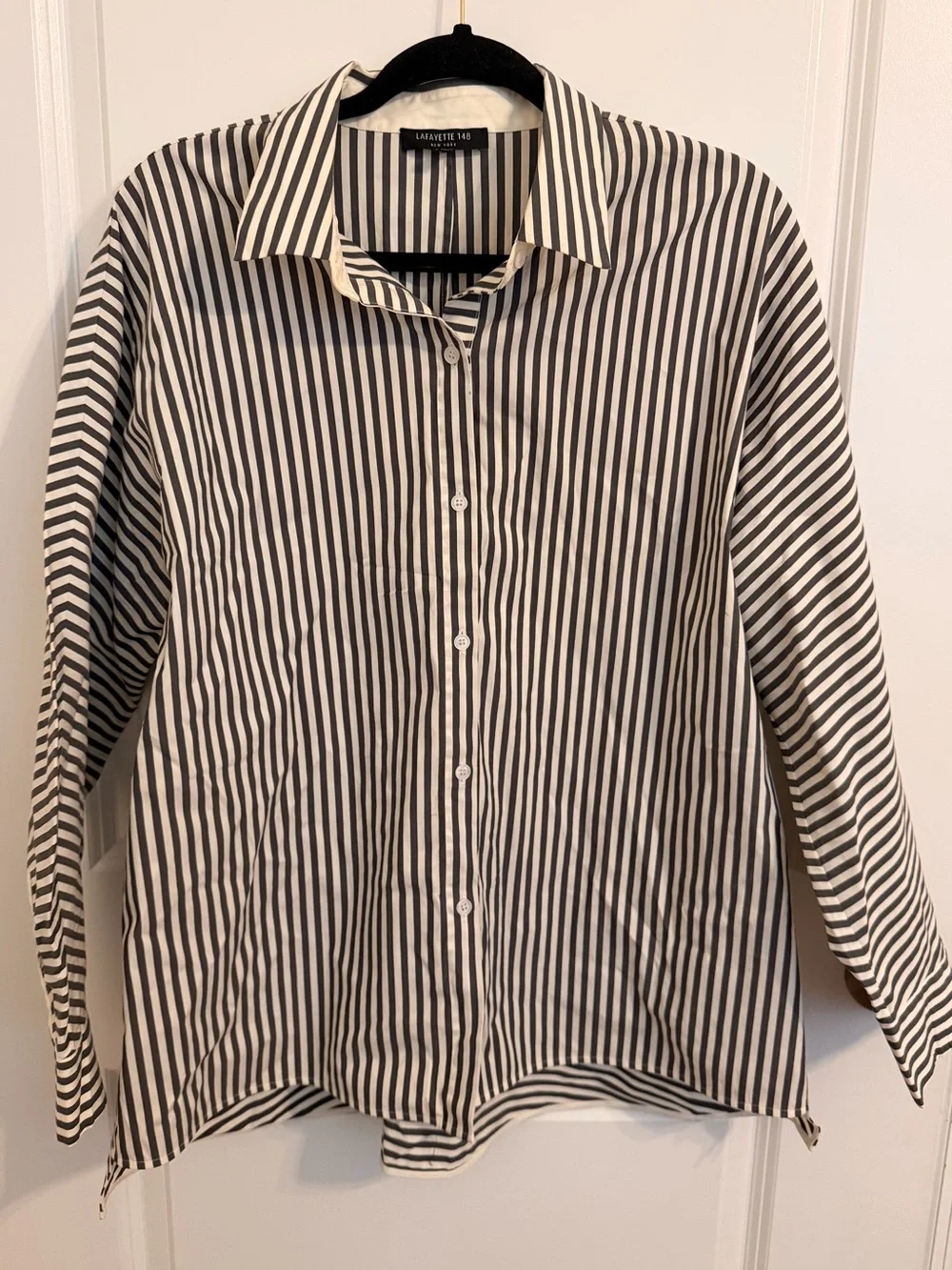 Lafayette 148 Striped Button Up Shirt Large - Picture 1 of 4